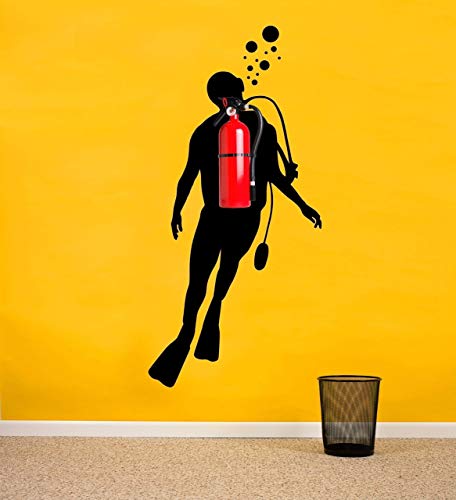 Wallency Scuba Diver Wall Decal - Scuba Diver Silhouette - Diving Wall Decal - Diver Gift Idea - Removable Vinyl Sticker - Black - Made In The Usa #TOP4
