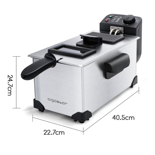 Aigostar Friggitrice 2200Watts, Capacità 3 Litri con Finestra, Controllo di Temperatura, Ciotola d'Olio Removibile - immagine 4