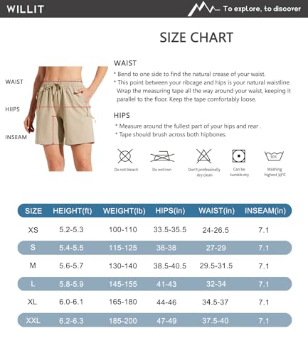 WILLIT Damen Wanderhose Sommer Cargohose schnelltrocknend Wandern Kurz leichte Sport Shorts mit Taschen Grau L