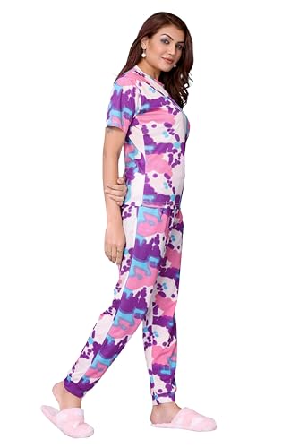 Image of VJ Fashion Women's Cotton Lycra Tie-Dye Payjama Set|Co-ord set|Night Suit Set |Night Dress |Lounge Wear|Full Pair Set for Women Night Dress