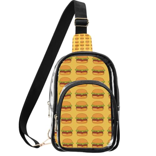 Bolso cruzado transparente con almacenamiento múltiple, cremalleras metálicas y estampado Opp
