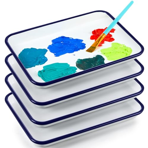 Zhehao 4 Pcs White Butcher Tray Palette Rectangular Serving Tray