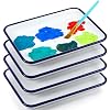 Zhehao 4 White Butcher Tray Palette Rectangular Serving Tray Metal Classic Enamel Tray Sheet Pan Server Vintage Art Supply Holder Tabletop Organizer 71 x 102 Inch for Painting Food Storage Home