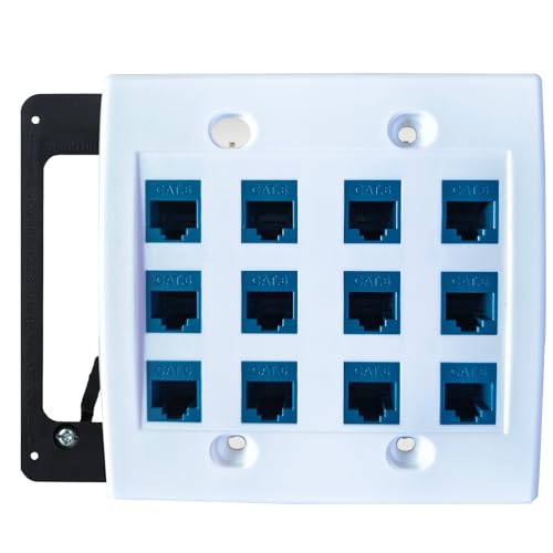 Prise Ethernet double gang 12 ports RJ45 pour supprimer les câbles internet au sol