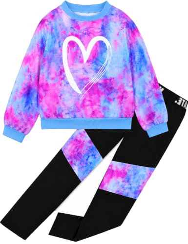 Image of Girls 2 Piece Outfits Kids Clothes Sets Sweatsuit Tracksuit Jogger Print Long Sleeve Sweatshirts Sweatpants 4-13Y