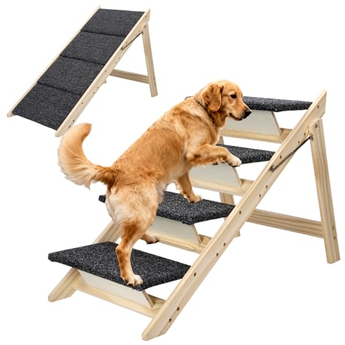 Foldable 2-in-1 Wooden Dog Stair