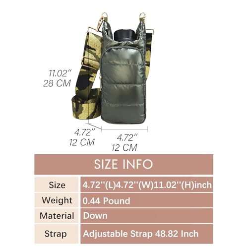 Image of KAMEILONG Puffer Water Bottle Holder Quilted Sports Pouch Bag with Adjustable Shoulder Strap Flask Sling Bag