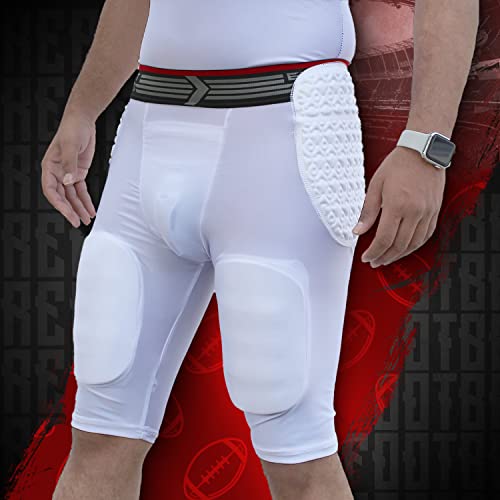 Exxact Sports Rebel 5-Pad Adult Football Girdle For Men With Integrated Hip, Thighs, Tailbone Pads, Padded Compression Shorts, Mens Girdle Football With Cup Pocket, Protective Football Pads, Small #TOP4