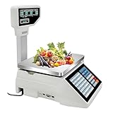 【Double affichage】 : Cette balance électronique de calcul de prix avec impression d'étiquettes est dotée d'écrans double face permettant aux commerçants et aux clients de consulter les mesures en temps réel et d'éviter les litiges. Faire ses achats devient ainsi plus pratique et plus agréable. La balance à code-barres double face possède deux imprimantes, capables d'imprimer simultanément des tickets et des étiquettes.