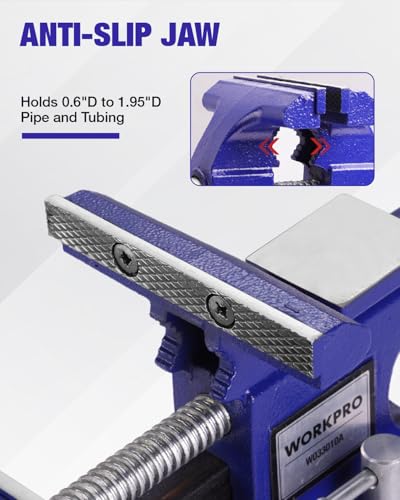 WORKPRO Bench Vise, 4-1/2" Vice for Workbench, Utility Combination Pipe Home Vise, Swivel Base Bench for Woodworking - Image 8