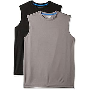 Amazon Essentials Men’s Gym Tank Tops, Moisture-Wicking Dry Fit Breathable Muscle Shirts, Pack of 2