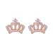 Paialco 925 Sterling Silver Tiny Crown Cubic Zirconia Earring Studs, Rose Gold Plating
