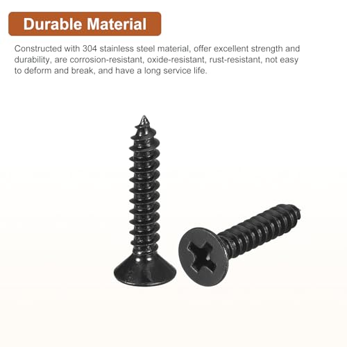 Image of DTGN 100Pcs 6 inch x3 /4 inch Flat Head Wood Screws, Self Tapping Screws Black