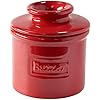 Butter Bell - The Original Butter Bell crock by L Tremain, a Countertop French Ceramic Butter Dish Keeper for Spreadable Butter, Cafe Retro Collection, Maraschino Red, Glossy Finish