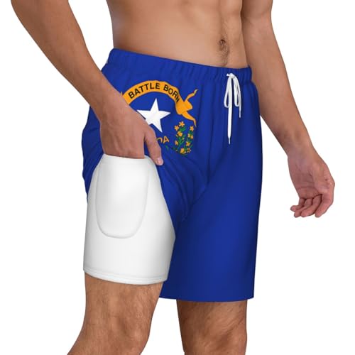 Nevada State Flagshort Swim Trunks with Waist Rope and Two Side Pockets Beach Shorts Bathing Suits for Men3