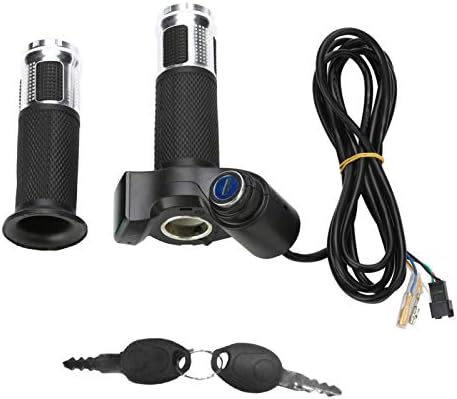 Dilwe Juego de acelerador, aceleración muy lineal, acelerador con mango de pantalla LED con llave para bicicleta eléctrica, 4 colores (plateado)