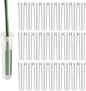 AIEX 48pcs Floral Water Tubes Reusable Plastic Flower Tubes with Silicone Cap for Flowers Plants 7.2x1.8cm/2.8x0.7inch(White Clear)