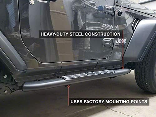Redrock 4x4 PNC Side Step Bars; Textured Black Compatible with 18-22 Jeep Wrangler JL 2-Door