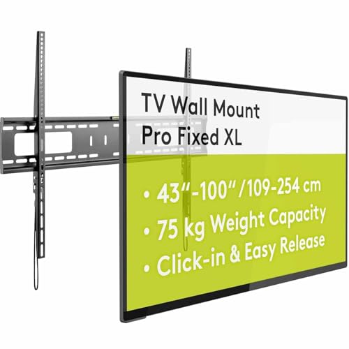 Soporte de Pared para TV hasta 100 pulgadas, Soporte fijo para Televisores, Soporte de TV, Apto para 43 a 100 Pulgadas (109-254 cm), Hasta 75 Kg, Compatible con VESA