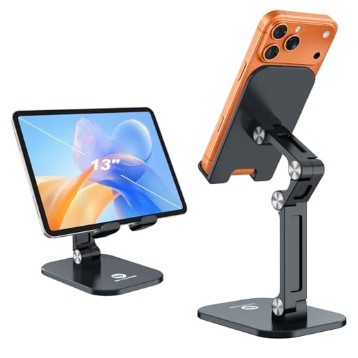 OCYCLONE Phone Stand for Desk, Foldable Cell Phone Stand Holder, Black