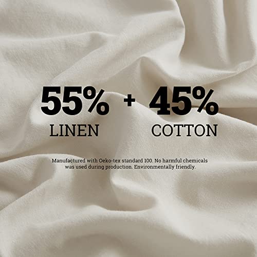 Giorcis Linen Duvet Cover Set - Linen Cotton Blend Duvet Cover 3Pcs Natural French Flax Cotton Button Closure Comforter Cover Soft Breathable Durable With 2 Pillowcases (Beige, Queen/Full) #TOP1