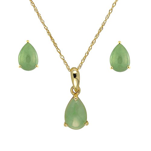 Preisvergleich Produktbild Ivy Gems Damen-Ring 9 k (375) Gelbgold Tropfenschliff Jade