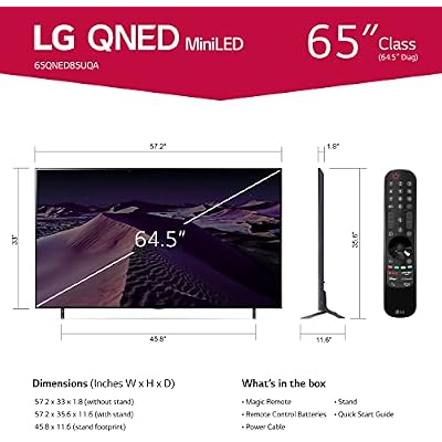 LG QNED 85 Series 65 Alexa Built-in 4k Smart TV (3840 x 2160), 120Hz Refresh Rate, AI-Powered 4K, Dolby Cinema, WiSA Ready, Cloud Gaming (65QNED85UQA, 2022)