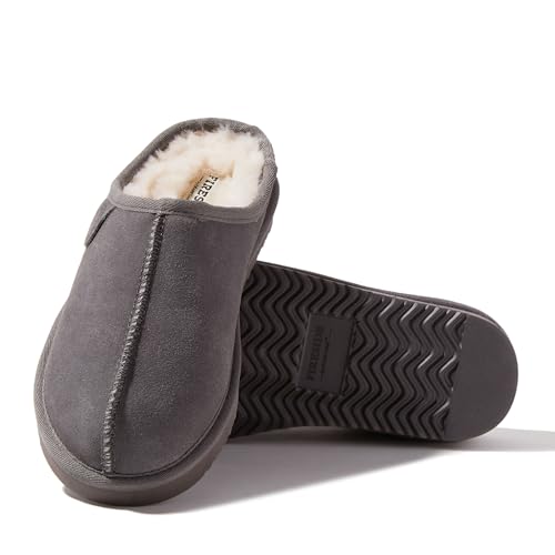 Image of Fireside by Dearfoams Women's Greta Genuine Shearling Clog Slippers, 100% Natural Suede Clogs for Outdoor & Indoor
