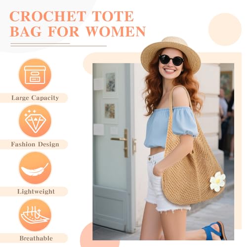 Bolso Tote tejido a crochet para mujer miniatura 2
