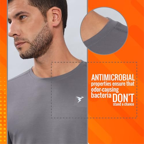 Image of TECHNOSPORT Men's Slim Fit Polyester Activewear Sports T-Shirt with Moisture-Wicking Comfort for Workout, Running & Gym