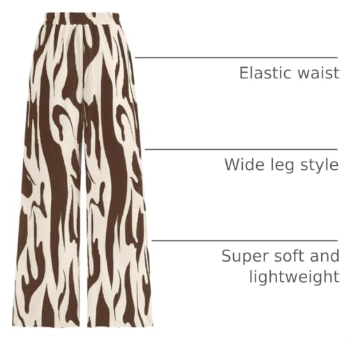 Image of PRETTYGARDEN Womens Pants Dressy Casual Wide Leg Graphic Print Lounge Pants Women Comfy High Waist Pleated Palazzo Pants