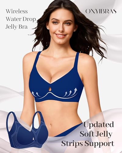 Image of Smooth V Jelly Bras for Women No Underwire Seamless Plunge Bralettes T Shirt Sleep Everyday Bra with Bra Extender