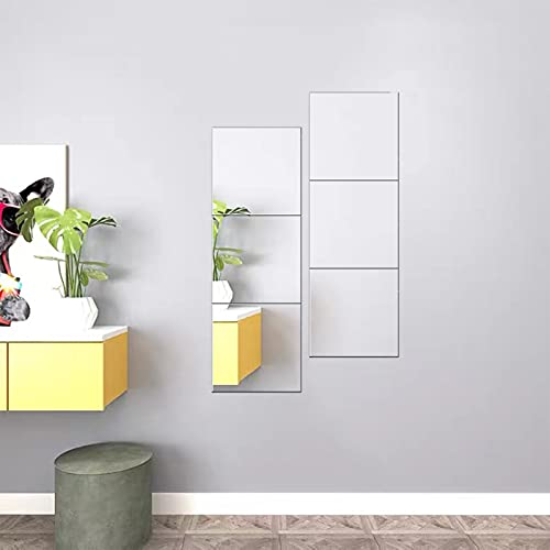 Flymuhjia Full Length Wall Mirror Tiles 10Inch X 6Pcs, Frameless Wall Mounted Full Body Mirror Set Make Up For Dorm Living Room Home Gym Bedroom Door #TOP4