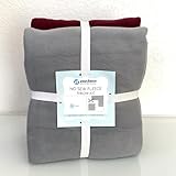 YourFleece Solid No-Sew Throw Fleece Fabric DIY Blanket Making Kit, Make Your Own, Anti-Pill, Gray/Maroon, 50x60 inches