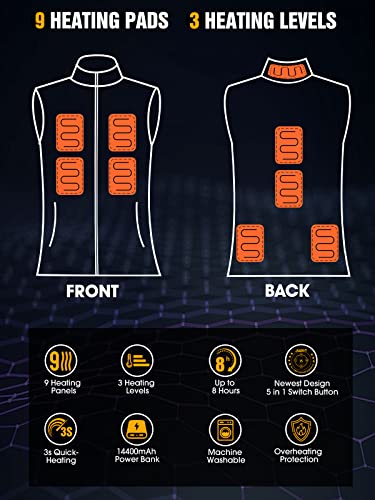 Judrt Women's Heated Vest With Battery Pack, Lightweight Down Rechargeable Electric Heated Apparel With 9 Heating Panels-L #TOP1