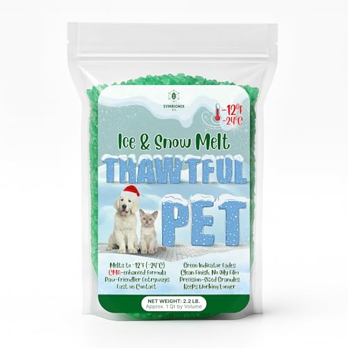 SymbionixEco Thawtful Pet Safe Ice Melt – Pet Friendly Ice Melt, Snow Melt – Green Granules with CMA, Melts to −12°F (−24°C) - Driveway Salt & Sidewalk Salt for Ice (1 qt. - 2.2 lb.)