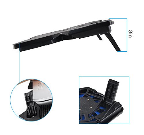 XtremPro-Portable-Metal-Mesh-Laptop-Cooler-Cooling-Pad-4-Quiet-Fans-wRed-LED-Light-Adjustable-Height-Up-to-17-Inch-Notebook-2-USB-Interface-wSpeed-Control-Switch-Non-Slip-Black-11148