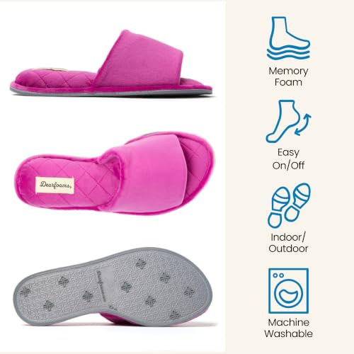 Image of Dearfoams womens Slipper Memory Foam Summer House Shoe Beatrice Terry Slide