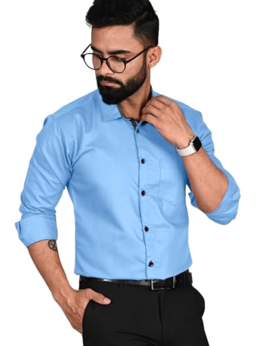 Image of Pinkmint Men's Solid Shirt | Soft Cotton Blend | Formal Shirt | Plain | Full Sleeve - Regular Fit (Available in Plus Size and Pack of 3)