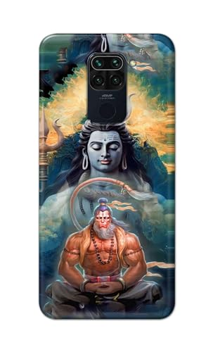 Image of PRINTFIDAA Printed Hard Back Cover Case for Mi Redmi Note 9 Back Cover (Lord Shiva and Hanuma) -112