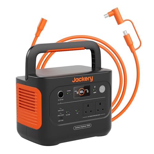 Jackery Explorer 1000V2 Portable Power Station + 5M Extension Cable, 1070Wh LiFePO4 Battery, 1500W AC & 100W USB-C Output, 1-Hour Fast …