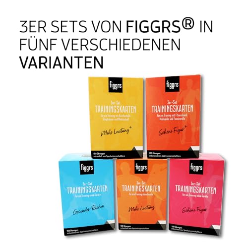 figgrs® 3er-Set \Gesunder Rücken OHNE Gerät\ - 3 Kartensets a 57 Trainingskarten mit 150 Fitnessübungen für einen starken & gesunden Rücken