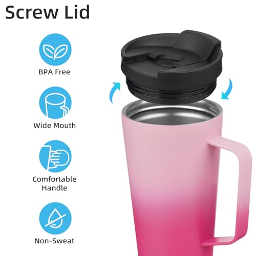 Image of Konokyo 18 oz Insulated Tumbler with Handle & Straw, Stainless Steel Mug