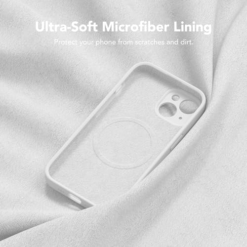 Image of Magnetic for iPhone 15 Plus Case, Compatible with MagSafe, [Full Camera Protection][Screen Protector] Silicone Shockproof Protective Phone Case for iPhone 15 Plus 6.7 inch, White