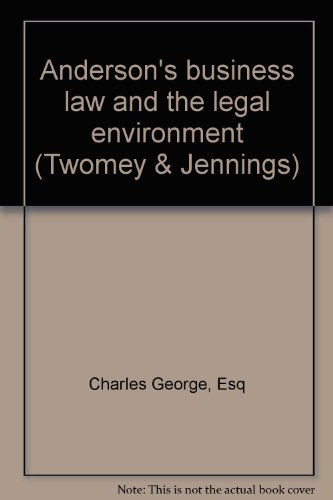Anderson's business law and the legal environment 0324574517 Book Cover