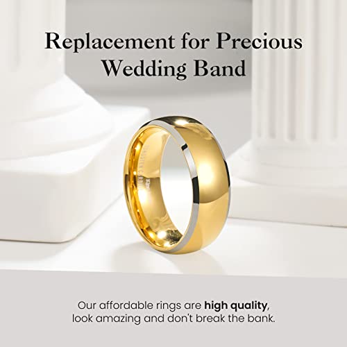 Image of King Will Men's Women's Tungsten Carbide Ring 24k Gold Plated Rose Gold Plated Domed Polished Finish Wedding Band