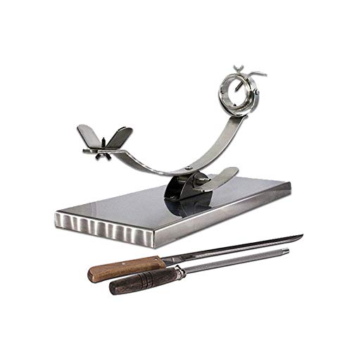 BRICOMIRAS JAMONERO Modelo MOJÁCAR BALANCÍN Giratorio DE Acero Inoxidable AISI-304, Regalo Cuchillo + CHAIRA Soporte JAMONERO