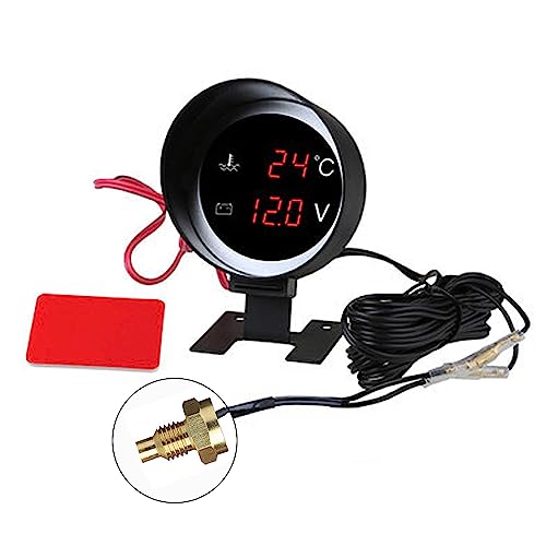 Voltímetro digital y termómetro de agua 2 en 1 para camión y coche 12V 24V con pantalla LED