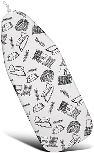 Duwee 12"x32" Heat Resistance Metallic Table Top Ironing Board Cover Durable Thicken Felt Material Padding, with Elastic Cord, Easy to Handle and Fits Board Beautifully (Iron Pattern B)