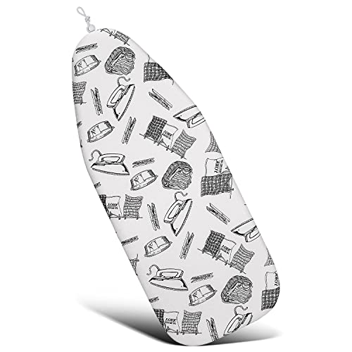 Duwee 12"X32" Heat Resistance Metallic Table Top Ironing Board Cover Durable Thicken Felt Material Padding, With Elastic Cord, Easy To Handle And Fits Board Beautifully (Iron Pattern B) #TOP15